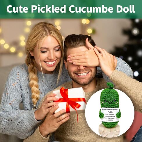 utosday Emotional Support Pickled Cucumber Gift, Handmade Mini Funny Emotional Support Pickled Cucumber Gift Cute Handwoven Ornaments for Birthdays Gifts (1) in Saudi Arabia