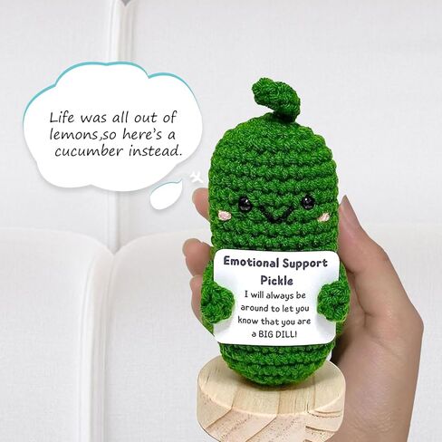 utosday Emotional Support Pickled Cucumber Gift, Handmade Mini Funny Emotional Support Pickled Cucumber Gift Cute Handwoven Ornaments for Birthdays Gifts (1) in Saudi Arabia