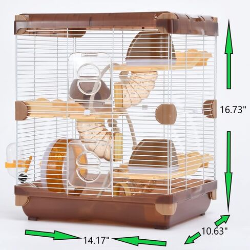 YIBOPET قفص هامستر قفص حيوانات صغير 3 طبقات حجم القفص: 14.17 بوصة (عرض) X10.63 (طول) X16.73 (ارتفاع) مناسب للهامستر حتى طول 3.5 بوصة in Saudi Arabia