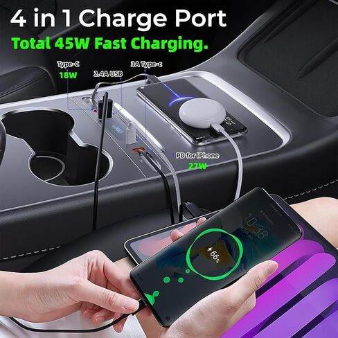 محور SETLUX Tesla USB لطراز Tesla 3 Model Y 2023 2022 2021، محطة إرساء Tesla للشحن السريع لوحدة التحكم المركزية ملحقات Tesla الداخلية in Saudi Arabia