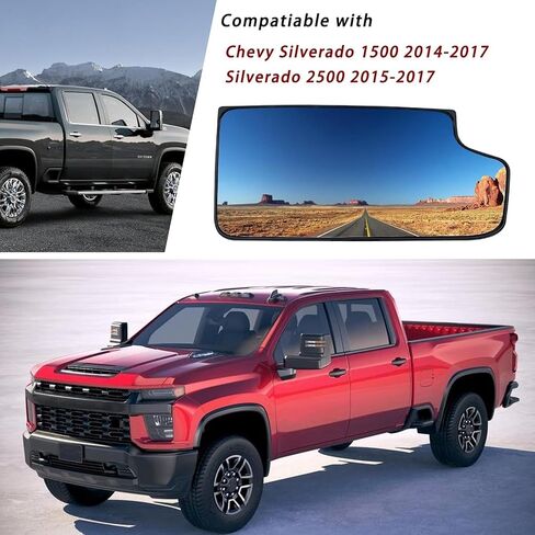 استبدال زجاج مرآة السحب على الجانب الأيمن للراكب لسيارة Chevy Silverado 1500 2014-2017، Silverado 2500 3500 2015-2017- زجاج مرآة جانبية محدبة سفلية مع حامل خلفي in Kuwait