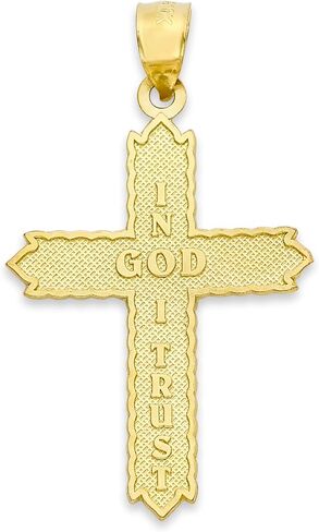 Solid Gold Two Tone Cross with Floral Design Pendant in 10k or 14k, Religious Jewelry in Saudi Arabia