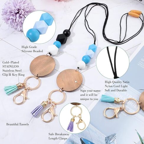 5 Pcs Teacher Lanyard with ID Holder Silicone Beaded Lanyard for ID Badges and Keys for School Nurse Employees in Kuwait