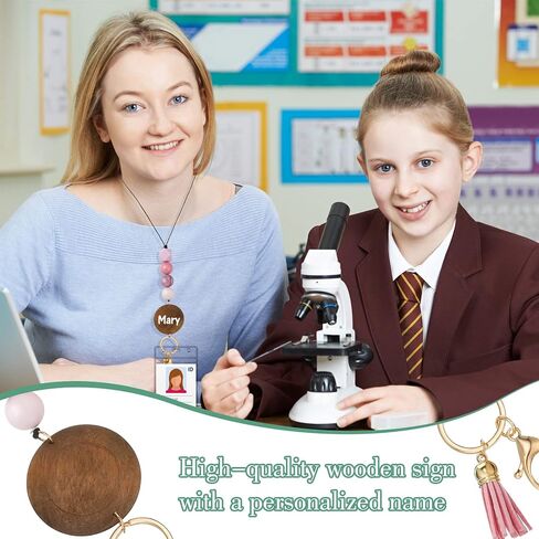 5 Pcs Teacher Lanyard with ID Holder Silicone Beaded Lanyard for ID Badges and Keys for School Nurse Employees in Kuwait