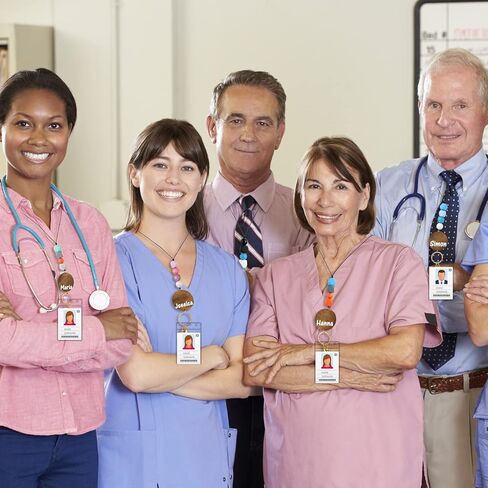 5 Pcs Teacher Lanyard with ID Holder Silicone Beaded Lanyard for ID Badges and Keys for School Nurse Employees in Kuwait