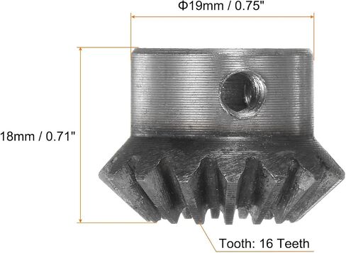 2pcs Bevel Gear 1M 16 Teeth 10mm Shaft Hole 1:1 Tapered Bevel Pinion Gear 45# Steel 1.5 Module 90 Degree Steering Gear, for Hardware Mechanical Rotation in Saudi Arabia