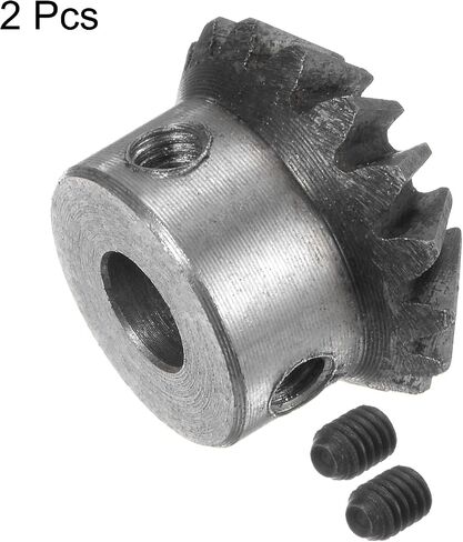 2pcs Bevel Gear 1M 16 Teeth 10mm Shaft Hole 1:1 Tapered Bevel Pinion Gear 45# Steel 1.5 Module 90 Degree Steering Gear, for Hardware Mechanical Rotation in Saudi Arabia