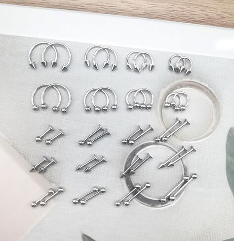 MONAZEO 40 قطعة 16 جرام حلقات شفاه من الفولاذ الجراحي مجوهرات لدغة الثعبان مجوهرات Labret مجوهرات Monroe Lip Barbell Ring Daith Tragus Helix ثقب الأنف خاتم الحاجز للنساء والرجال 6 مم/8 مم/10 مم/12 مم in Kuwait