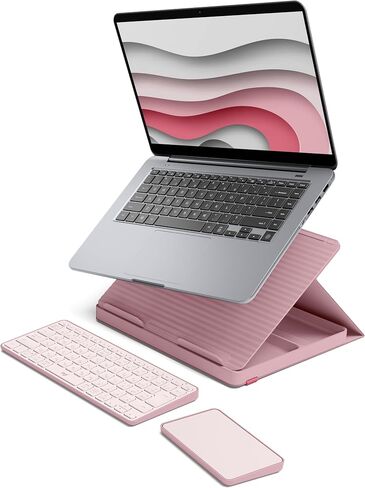 Logitech Casa Pop Up Desk Work From Home Kit with Laptop Stand, Wireless Keyboard & Touchpad, Bluetooth, USB C Charging, for Laptop/MacBook (10" to 17") - Windows, macOS, ChromeOS - Bohemian Blush in Saudi Arabia