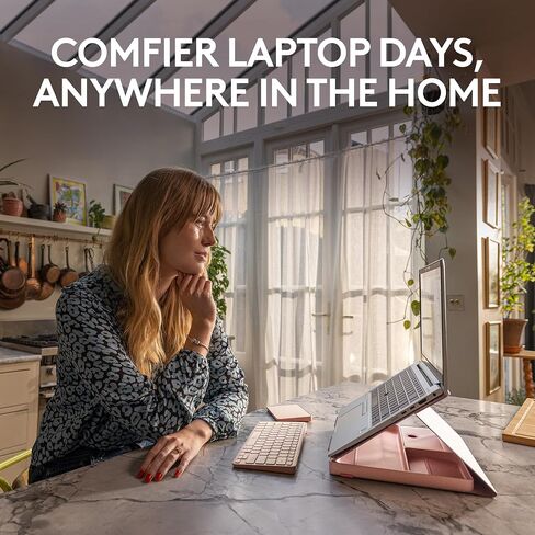 Logitech Casa Pop Up Desk Work From Home Kit with Laptop Stand, Wireless Keyboard & Touchpad, Bluetooth, USB C Charging, for Laptop/MacBook (10" to 17") - Windows, macOS, ChromeOS - Bohemian Blush in Saudi Arabia
