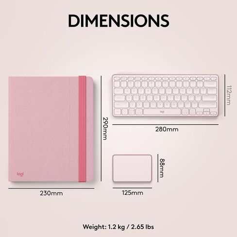 Logitech Casa Pop Up Desk Work From Home Kit with Laptop Stand, Wireless Keyboard & Touchpad, Bluetooth, USB C Charging, for Laptop/MacBook (10" to 17") - Windows, macOS, ChromeOS - Bohemian Blush in Saudi Arabia