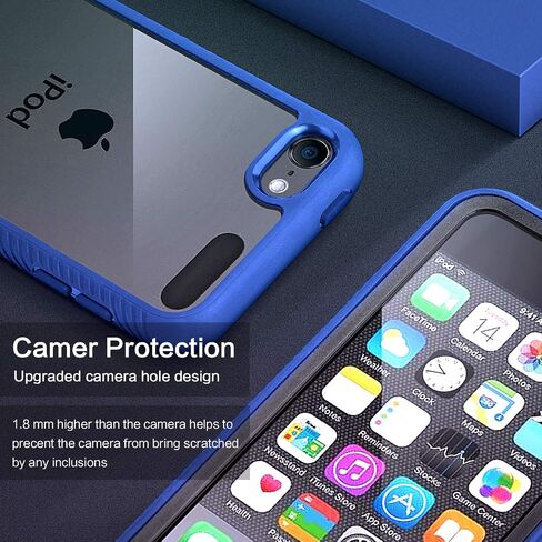 حافظة IDweel لجهاز iPod Touch الجيل السابع، حافظة ممتصة للصدمات مدمجة في واقي شاشة شديد التحمل للحماية الكاملة غطاء هجين مقاوم للصدمات لجهاز iPod Touch 5/6/7th Generation، أزرق in Saudi Arabia