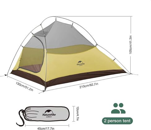 خيمة Naturehike Cloud Up قائمة بذاتها لشخصين على الظهر خيمة تخييم خفيفة من النايلون بطبقة مزدوجة لشخصين in Kuwait