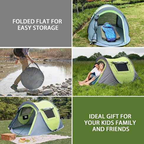 YDY+YQY Camping Tent for 2/3/4 Person, Easy to Carry Dome Family Tent with 2 Windows and 1 Ground Vent for Air Flow,Green in Saudi Arabia