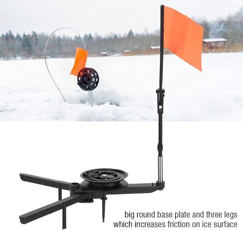 Ice Fishing Rod, Ice Fishing Rod Tip-Up Compact Metal Pole Orange Flag Angler Tackle Accessory in Kuwait