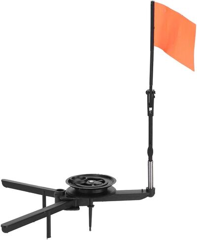 Ice Fishing Rod, Ice Fishing Rod Tip-Up Compact Metal Pole Orange Flag Angler Tackle Accessory in Kuwait
