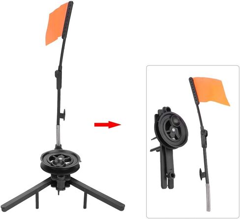 Ice Fishing Rod, Ice Fishing Rod Tip-Up Compact Metal Pole Orange Flag Angler Tackle Accessory in Kuwait