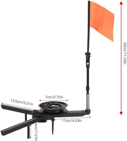 Ice Fishing Rod, Ice Fishing Rod Tip-Up Compact Metal Pole Orange Flag Angler Tackle Accessory in Kuwait