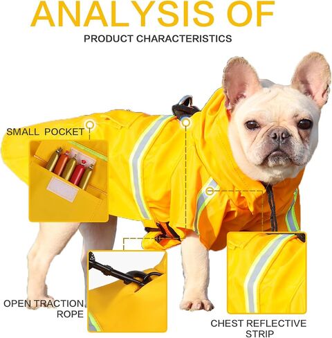 Dog Raincoats Hooded, Waterproof Slicker Rain Poncho Jacket for Medium and Large Dog, with Reflective Strip in Saudi Arabia