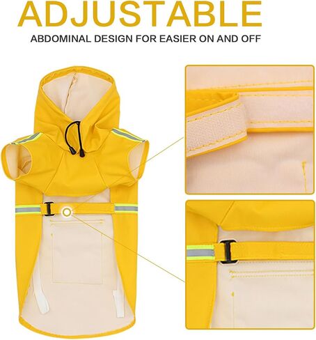 Dog Raincoats Hooded, Waterproof Slicker Rain Poncho Jacket for Medium and Large Dog, with Reflective Strip in Saudi Arabia