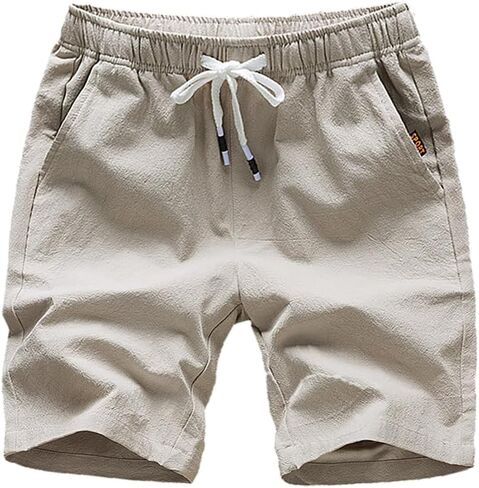 Nopuper Mens Cotton Linen Shorts 5 Inch Inseam Summer Beach Shorts Lightweight, Breathable, Soft in Saudi Arabia