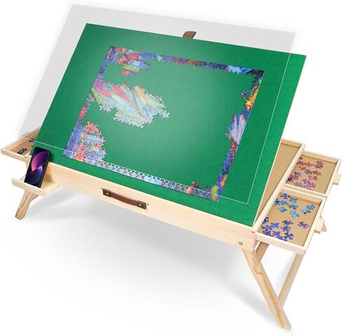 Puzzle Table with Legs and Drawers - 2000 Piece Puzzle Board - 36" X 24"– Foldable Puzzle Storage Table – Adjustable Puzzle Board with Drawers & Protective Cover – 3 Tilting Angle Jigsaw Puzzle Board in Saudi Arabia