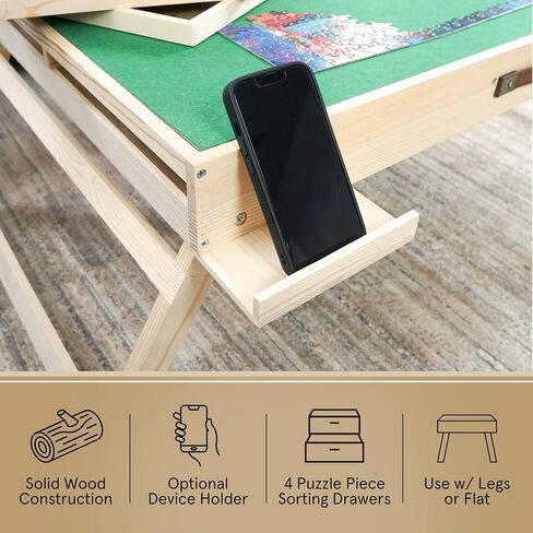 Puzzle Table with Legs and Drawers - 2000 Piece Puzzle Board - 36" X 24"– Foldable Puzzle Storage Table – Adjustable Puzzle Board with Drawers & Protective Cover – 3 Tilting Angle Jigsaw Puzzle Board in Saudi Arabia