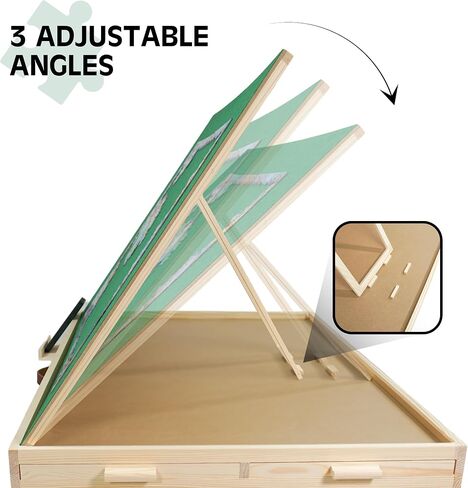 Puzzle Table with Legs and Drawers - 2000 Piece Puzzle Board - 36" X 24"– Foldable Puzzle Storage Table – Adjustable Puzzle Board with Drawers & Protective Cover – 3 Tilting Angle Jigsaw Puzzle Board in Saudi Arabia
