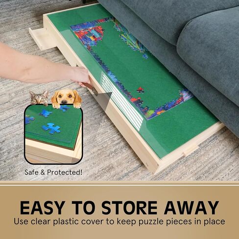 Puzzle Table with Legs and Drawers - 2000 Piece Puzzle Board - 36" X 24"– Foldable Puzzle Storage Table – Adjustable Puzzle Board with Drawers & Protective Cover – 3 Tilting Angle Jigsaw Puzzle Board in Saudi Arabia