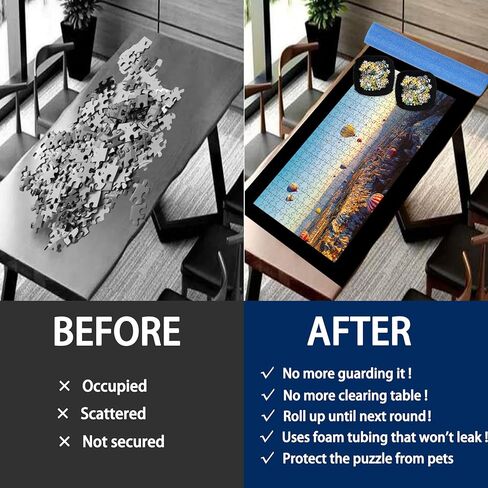 بساط ألغاز الصور المقطوعة قابل للطي، موفر للألغاز و2 صواني تخزين لـ 2000 1500 1000 500 قطعة ملحقات حارس الطاولة حامل محمول منظم لوحة هدايا للبالغين in Kuwait