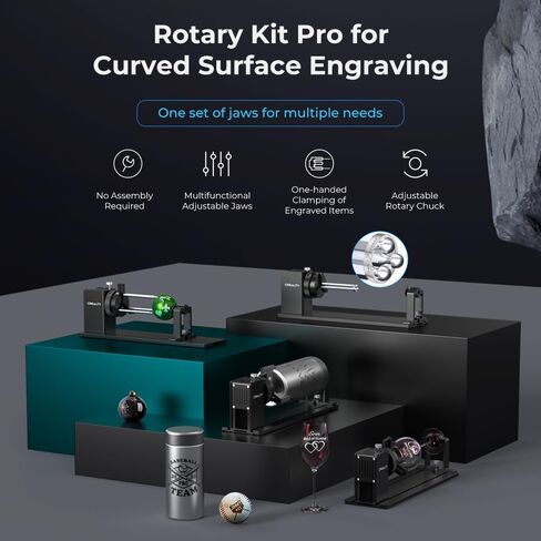 Creality Rotary Kit Pro, Laser Rotary Roller 3 in 1 Multi-Function Engraving Accessories for Laser Engraver, Jaw Chuck Rotary for Engraving Wine Glass, Baseball Bat, Ring and Most Cylindrical Objects in Saudi Arabia