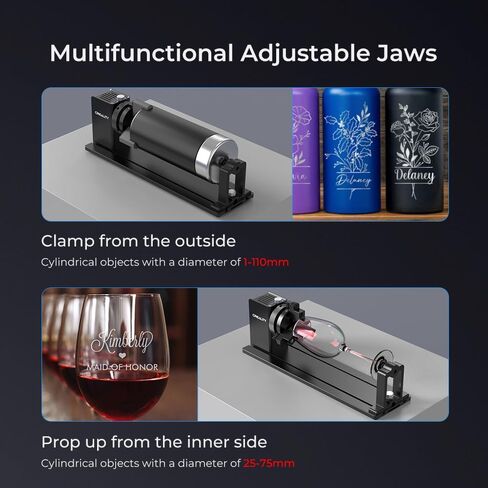 Creality Rotary Kit Pro, Laser Rotary Roller 3 in 1 Multi-Function Engraving Accessories for Laser Engraver, Jaw Chuck Rotary for Engraving Wine Glass, Baseball Bat, Ring and Most Cylindrical Objects in Saudi Arabia