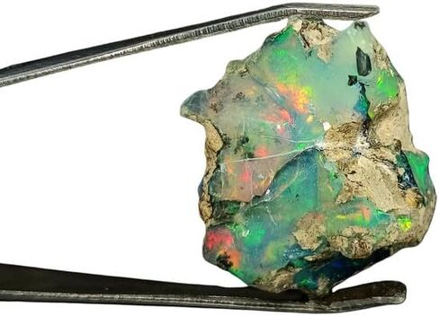 SGM Shop™ Natural Black Ethiopian Opal Rough 3.4 Cts Single Piece Raw Fire Crystals Play of Colors Black Opal October Birthstone Loose Gemstone Jewelry Making Healing Chakra Wire Wrapping Crystals in Kuwait