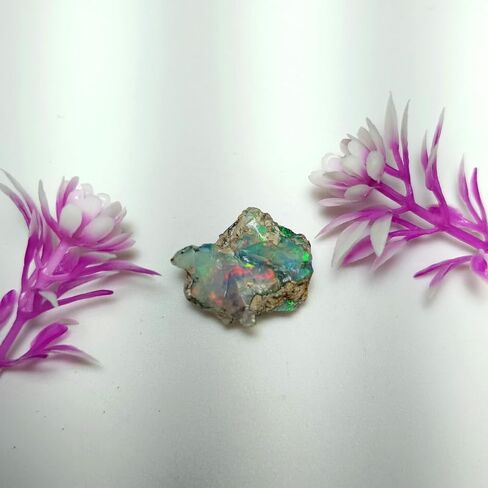 SGM Shop™ Natural Black Ethiopian Opal Rough 3.4 Cts Single Piece Raw Fire Crystals Play of Colors Black Opal October Birthstone Loose Gemstone Jewelry Making Healing Chakra Wire Wrapping Crystals in Kuwait