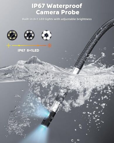 كاميرا منظار صناعي بعدسة مزدوجة من SKYBASIC قابلة للدوران 360 درجة في اتجاهين، شاشة 5.0 بوصة IPS HD Borescope IP67 كاميرا ثعبان مقاومة للماء لفحص أنابيب الصرف الصحي مع بطاقة 8+1 خفيفة 32 جيجابايت وحقيبة حمل - 5 أقدام in Kuwait