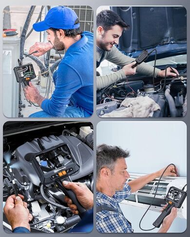 كاميرا منظار صناعي بعدسة مزدوجة من SKYBASIC قابلة للدوران 360 درجة في اتجاهين، شاشة 5.0 بوصة IPS HD Borescope IP67 كاميرا ثعبان مقاومة للماء لفحص أنابيب الصرف الصحي مع بطاقة 8+1 خفيفة 32 جيجابايت وحقيبة حمل - 5 أقدام in Kuwait