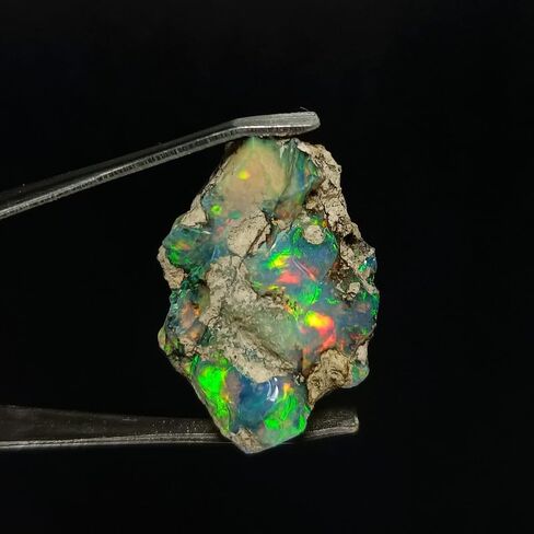 SGM Shop™ Natural Black Ethiopian Opal Rough 3.4 Cts Single Piece Raw Fire Crystals Play of Colors Black Opal October Birthstone Loose Gemstone Jewelry Making Healing Chakra Wire Wrapping Crystals in Kuwait