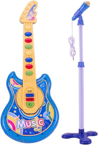 Coherny Microphone Guitar Musical Set for Kids Guitar Toy with Microphone Electric Guitar with Music Lights and Sounds Multiple Modes for Boys and Girls Gift Kits 19Inch (Pink) in Saudi Arabia