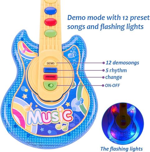 Coherny Microphone Guitar Musical Set for Kids Guitar Toy with Microphone Electric Guitar with Music Lights and Sounds Multiple Modes for Boys and Girls Gift Kits 19Inch (Pink) in Saudi Arabia