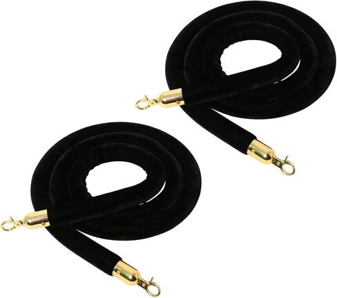 YaeGarden 2-Pack Velvet Stanchion Rope 6.5Ft Stanchion الطابور حاجز حبل مخملي حبل التحكم في الحشود حبل حاجز (أسود) in Kuwait