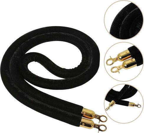 YaeGarden 2-Pack Velvet Stanchion Rope 6.5Ft Stanchion الطابور حاجز حبل مخملي حبل التحكم في الحشود حبل حاجز (أسود) in Kuwait