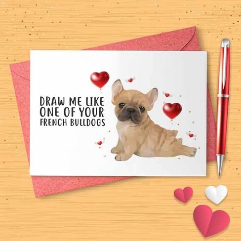 Funny French Bulldog Card - Romantic Card, Cute Love Card, Funny Love Card, Mother's Day, Valentine's Day, Christmas Card, Father's Day, Anniversary Day, Galentine Card, Pet Lover [00448] in Saudi Arabia