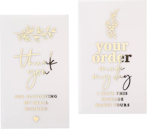 Set of 100 Gold Foiled Cards, Thank you for Supporting my Small Business, Thank You for your Order, Your Order Made My Day, Semi Transparent Supplies for Small Business, Packaging Insert, Vellum Cards in Saudi Arabia