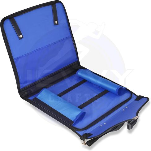 حقيبة مريلة Masonic Regalia Blue Lodge Past Master Mason - حقيبة جلدية فاخرة - حقيبة مريلة ماسونية / حقيبة حمل ماسون 16 × 18 بوصة مم/WM إقليمية in Kuwait