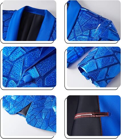 HJQSC Men Colorful Shiny Sequins Blazer Suit Dress Costume Homme Stage Clothes Lapel Slim Fit Stylish Jacket in Saudi Arabia