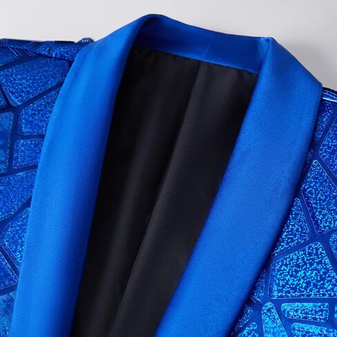 HJQSC Men Colorful Shiny Sequins Blazer Suit Dress Costume Homme Stage Clothes Lapel Slim Fit Stylish Jacket in Saudi Arabia