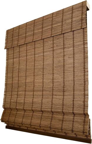 CHICOLOGY Bamboo Roman Shades - Designer Eco-Friendly Light Filtering Window Blinds, Ideal for Home & Patio, Premium Quality, Elk Brown, 34"W X 64"H in Saudi Arabia