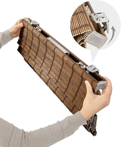 CHICOLOGY Bamboo Roman Shades - Designer Eco-Friendly Light Filtering Window Blinds, Ideal for Home & Patio, Premium Quality, Elk Brown, 34"W X 64"H in Saudi Arabia