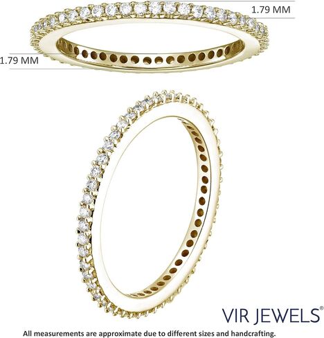 VIR JEWELS 1/2 cttw to 1 cttw Diamond Wedding Anniversary Band for Women, Full Eternity Round Diamond Engagement Ring 14K Gold Prong Set, Size 4.5-10 in Saudi Arabia