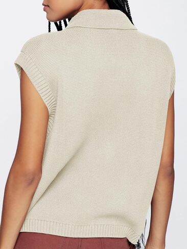 Saodimallsu Womens V Neck Sleeveless Tank Tops Ribbed Open Front Cardigan Sweaters Button Collared Sweater Vest with Pockets in Saudi Arabia